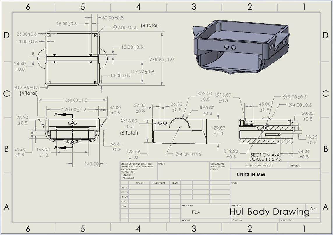 Hull body engineering drawing
